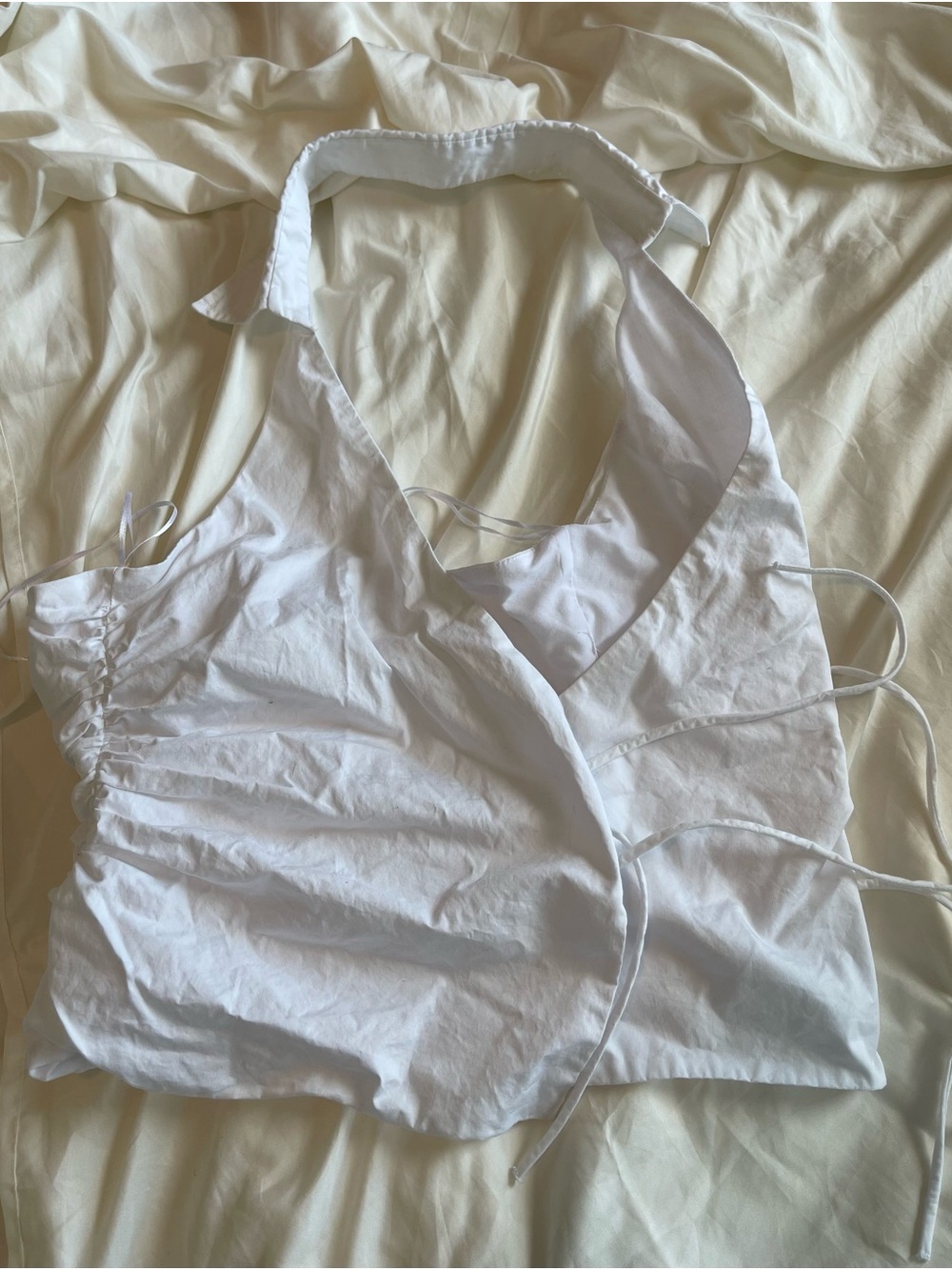 Zara White Halter Collared Wrap Camisole - Picture 2 of 3